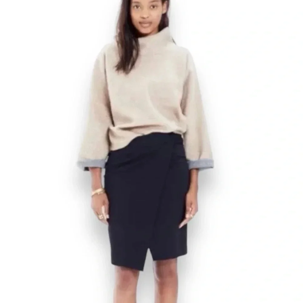 MADEWELL Women's Black Overlap City Knit‎ Skirt Small | EUC